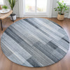 Piper Looms Chantille Stripes ACN2082 Denim Machine Washable Area Rug Round Lifestyle Image Feature