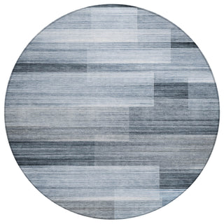 Piper Looms Chantille Stripes ACN2082 Denim Machine Washable Area Rug Round Main Image