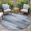 Piper Looms Chantille Stripes ACN2082 Denim Machine Washable Area Rug Round Outdoor Lifestyle Image Feature