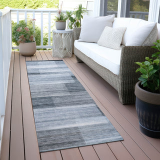 Piper Looms Chantille Stripes ACN2082 Denim Machine Washable Area Rug Runner Outdoor Lifestyle Image Feature