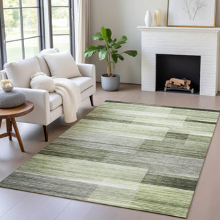 Piper Looms Chantille Stripes ACN2082 Green Machine Washable Area Rug Lifestyle Image Feature