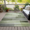 Piper Looms Chantille Stripes ACN2082 Green Machine Washable Area Rug Outdoor Lifestyle Image Feature