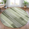 Piper Looms Chantille Stripes ACN2082 Green Machine Washable Area Rug Round Lifestyle Image Feature