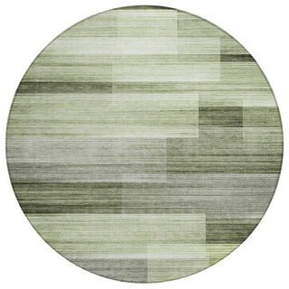 Piper Looms Chantille Stripes ACN2082 Green Machine Washable Area Rug Round Main Image