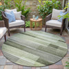 Piper Looms Chantille Stripes ACN2082 Green Machine Washable Area Rug Round Outdoor Lifestyle Image Feature