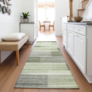 Piper Looms Chantille Stripes ACN2082 Green Machine Washable Area Rug Runner Lifestyle Image Feature