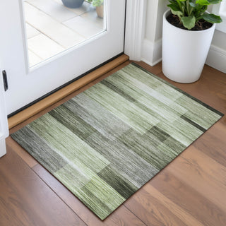 Piper Looms Chantille Stripes ACN2082 Green Machine Washable Area Rug Scatter Lifestyle Image Feature