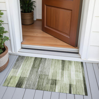 Piper Looms Chantille Stripes ACN2082 Green Machine Washable Area Rug Scatter Outdoor Lifestyle Image Feature