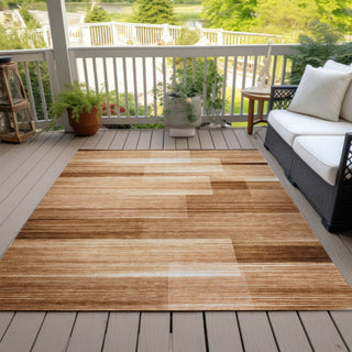 Piper Looms Chantille Stripes ACN2082 Paprika Machine Washable Area Rug Outdoor Lifestyle Image Feature