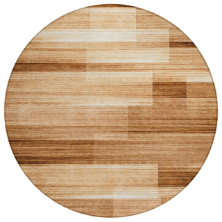 Piper Looms Chantille Stripes ACN2082 Paprika Machine Washable Area Rug Round Main Image