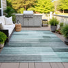 Piper Looms Chantille Stripes ACN2082 Teal Machine Washable Area Rug Outdoor Lifestyle Image Feature