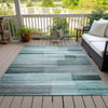 Piper Looms Chantille Stripes ACN2082 Teal Machine Washable Area Rug Outdoor Lifestyle Image Feature