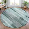 Piper Looms Chantille Stripes ACN2082 Teal Machine Washable Area Rug Round Lifestyle Image Feature