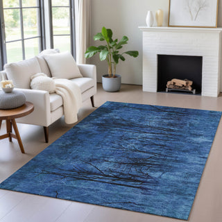 Piper Looms Chantille Floral ACN2083 Blue Machine Washable Area Rug Lifestyle Image Feature