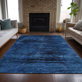 Piper Looms Chantille Floral ACN2083 Blue Machine Washable Area Rug Lifestyle Image Feature