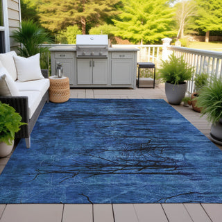 Piper Looms Chantille Floral ACN2083 Blue Machine Washable Area Rug Outdoor Lifestyle Image Feature