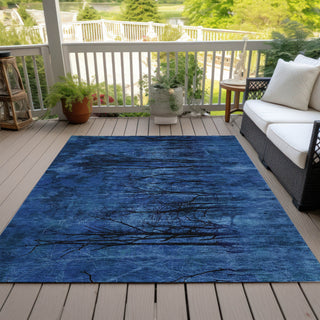 Piper Looms Chantille Floral ACN2083 Blue Machine Washable Area Rug Outdoor Lifestyle Image Feature