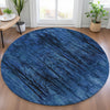 Piper Looms Chantille Floral ACN2083 Blue Machine Washable Area Rug Round Lifestyle Image Feature