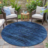 Piper Looms Chantille Floral ACN2083 Blue Machine Washable Area Rug Round Outdoor Lifestyle Image Feature
