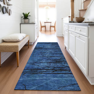 Piper Looms Chantille Floral ACN2083 Blue Machine Washable Area Rug Runner Lifestyle Image Feature