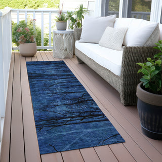 Piper Looms Chantille Floral ACN2083 Blue Machine Washable Area Rug Runner Outdoor Lifestyle Image Feature