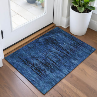 Piper Looms Chantille Floral ACN2083 Blue Machine Washable Area Rug Scatter Lifestyle Image Feature