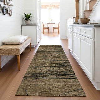 Piper Looms Chantille Floral ACN2083 Brown Machine Washable Area Rug Runner Lifestyle Image Feature