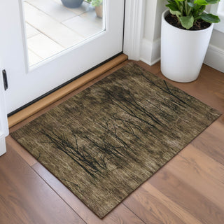 Piper Looms Chantille Floral ACN2083 Brown Machine Washable Area Rug Scatter Lifestyle Image Feature