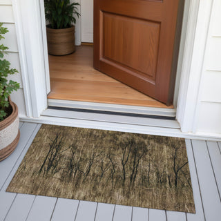 Piper Looms Chantille Floral ACN2083 Brown Machine Washable Area Rug Scatter Outdoor Lifestyle Image Feature
