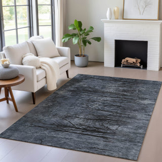Piper Looms Chantille Floral ACN2083 Charcoal Machine Washable Area Rug Lifestyle Image Feature