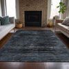 Piper Looms Chantille Floral ACN2083 Charcoal Machine Washable Area Rug Lifestyle Image Feature