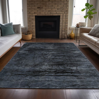 Piper Looms Chantille Floral ACN2083 Charcoal Machine Washable Area Rug Lifestyle Image Feature