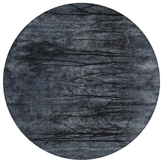 Piper Looms Chantille Floral ACN2083 Charcoal Machine Washable Area Rug Round Main Image