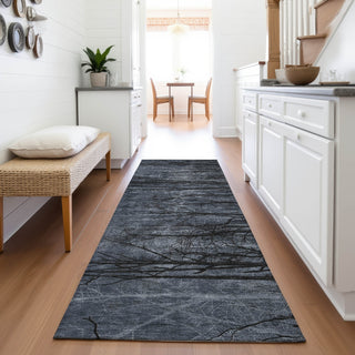 Piper Looms Chantille Floral ACN2083 Charcoal Machine Washable Area Rug Runner Lifestyle Image Feature