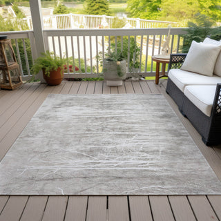 Piper Looms Chantille Floral ACN2083 Silver Machine Washable Area Rug Outdoor Lifestyle Image Feature