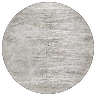 Piper Looms Chantille Floral ACN2083 Silver Machine Washable Area Rug Round Main Image