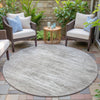 Piper Looms Chantille Floral ACN2083 Silver Machine Washable Area Rug Round Outdoor Lifestyle Image Feature