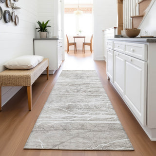 Piper Looms Chantille Floral ACN2083 Silver Machine Washable Area Rug Runner Lifestyle Image Feature