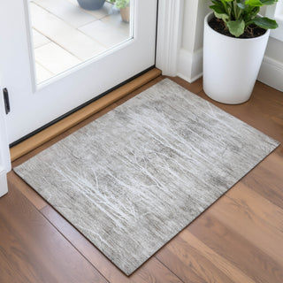 Piper Looms Chantille Floral ACN2083 Silver Machine Washable Area Rug Scatter Lifestyle Image Feature
