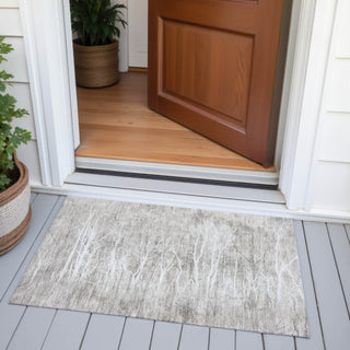 Piper Looms Chantille Floral ACN2083 Silver Machine Washable Area Rug Scatter Outdoor Lifestyle Image Feature