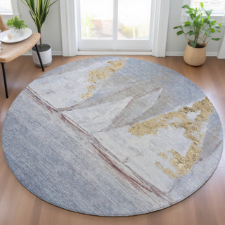 Piper Looms Chantille Coastal ACN2084 Blue Machine Washable Area Rug Round Lifestyle Image Feature