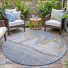Piper Looms Chantille Coastal ACN2084 Blue Machine Washable Area Rug Round Outdoor Lifestyle Image Feature