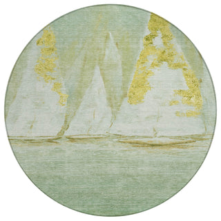 Piper Looms Chantille Coastal ACN2084 Green Machine Washable Area Rug Round Main Image