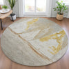 Piper Looms Chantille Coastal ACN2084 Taupe Machine Washable Area Rug Round Lifestyle Image Feature