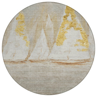 Piper Looms Chantille Coastal ACN2084 Taupe Machine Washable Area Rug Round Main Image