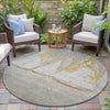 Piper Looms Chantille Coastal ACN2084 Taupe Machine Washable Area Rug Round Outdoor Lifestyle Image Feature