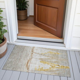 Piper Looms Chantille Coastal ACN2084 Taupe Machine Washable Area Rug Scatter Outdoor Lifestyle Image Feature