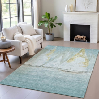 Piper Looms Chantille Coastal ACN2084 Teal Machine Washable Area Rug Lifestyle Image Feature