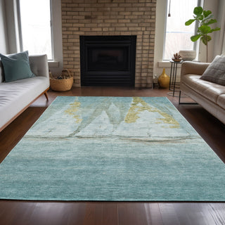 Piper Looms Chantille Coastal ACN2084 Teal Machine Washable Area Rug Lifestyle Image Feature