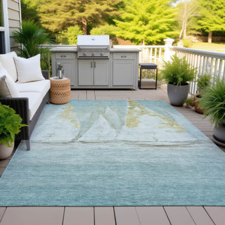 Piper Looms Chantille Coastal ACN2084 Teal Machine Washable Area Rug Outdoor Lifestyle Image Feature